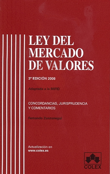 Ley Mercado Valores actualizada 2008 Zunzunegui
